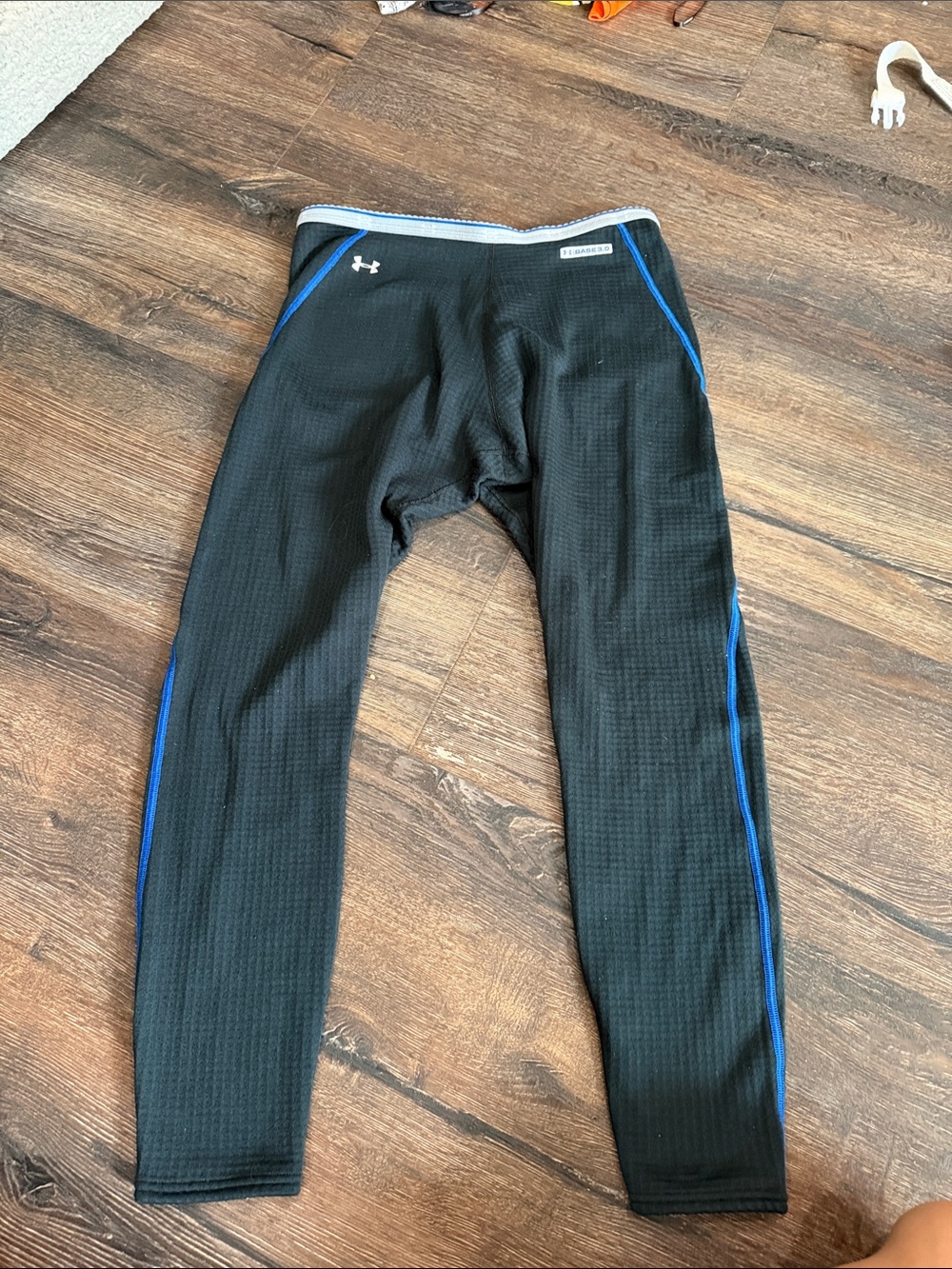 Under Armour Black Compression Leggings with Blue Piping